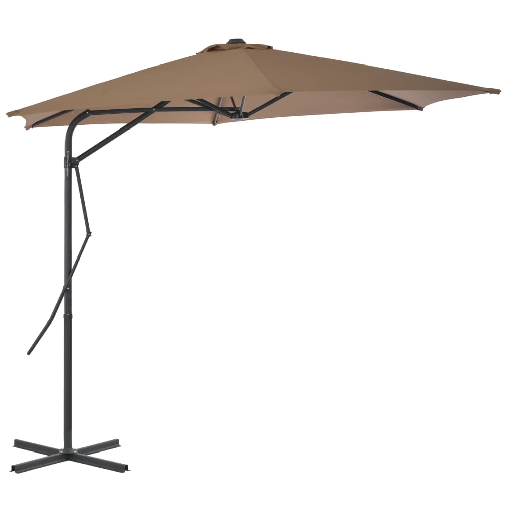 Outdoor Parasol with Steel Pole 300 cm Taupe - Decor Base