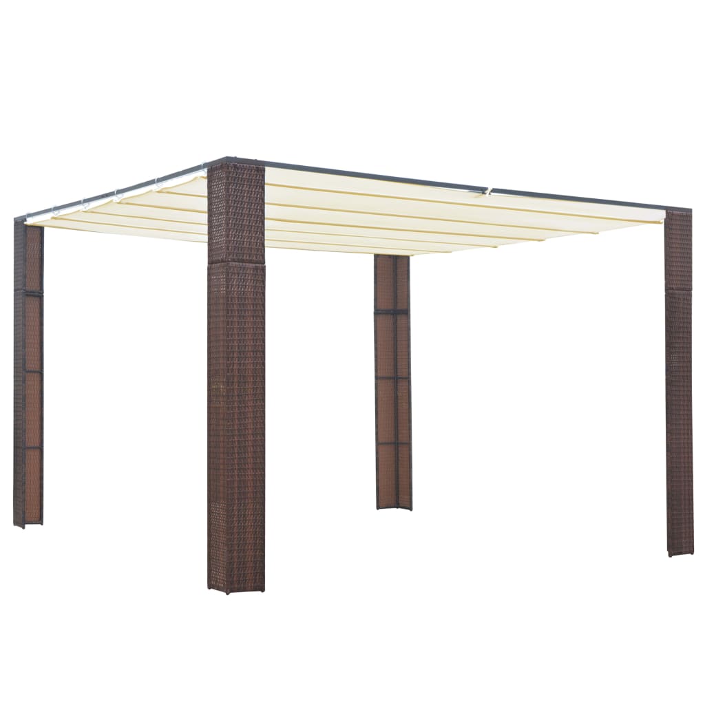 Gazebo with Roof Poly Rattan 300x300x200 cm Brown and Cream - Sid & Sam