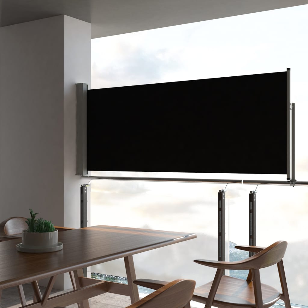Patio Retractable Side Awning 100 x 300 cm Black - All Things Good