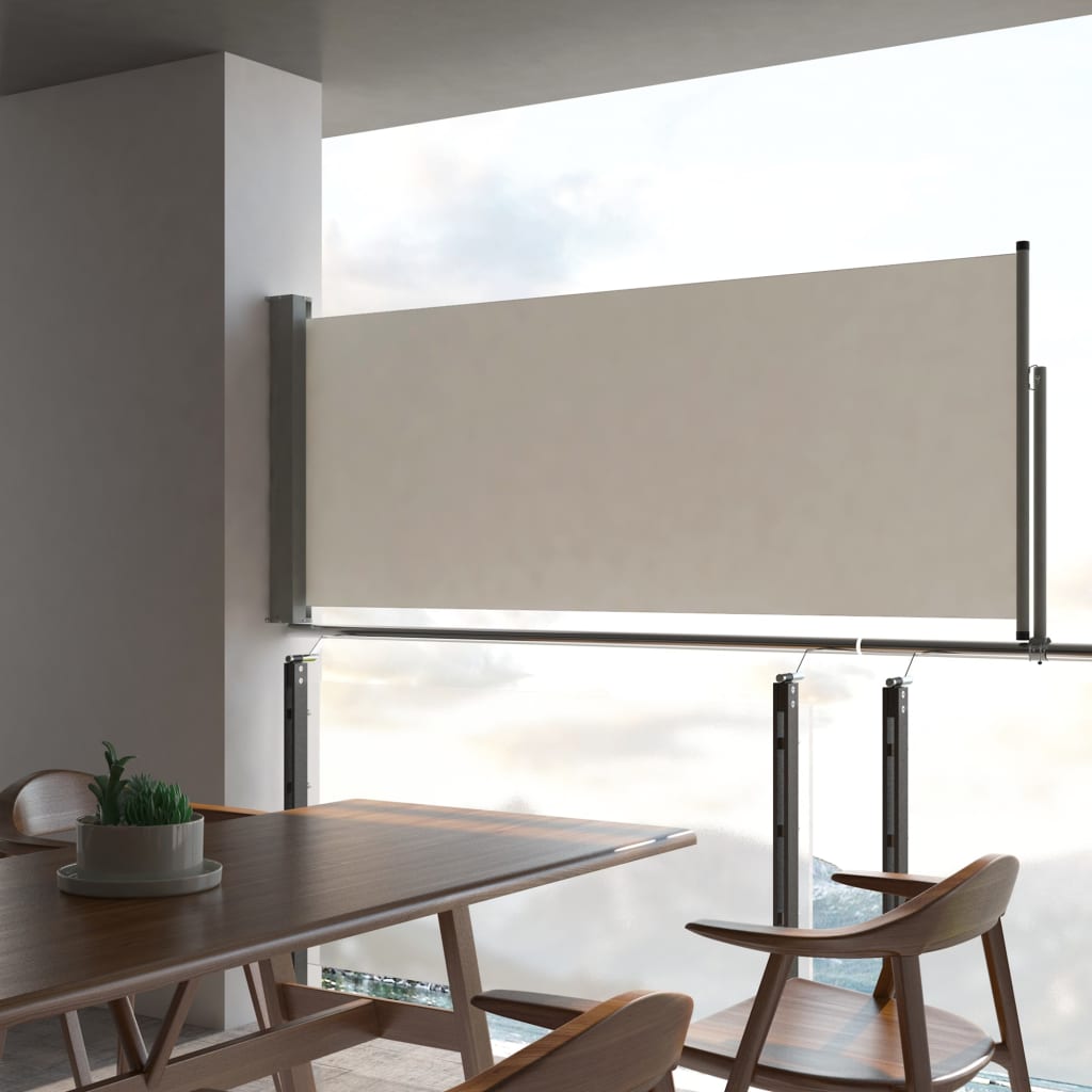 Patio Retractable Side Awning 100 x 300 cm Cream - Design Hut