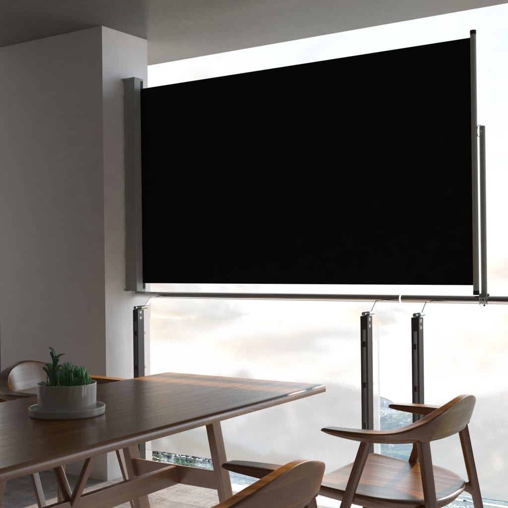 Patio Retractable Side Awning 140 x 300 cm Black - All Things Good