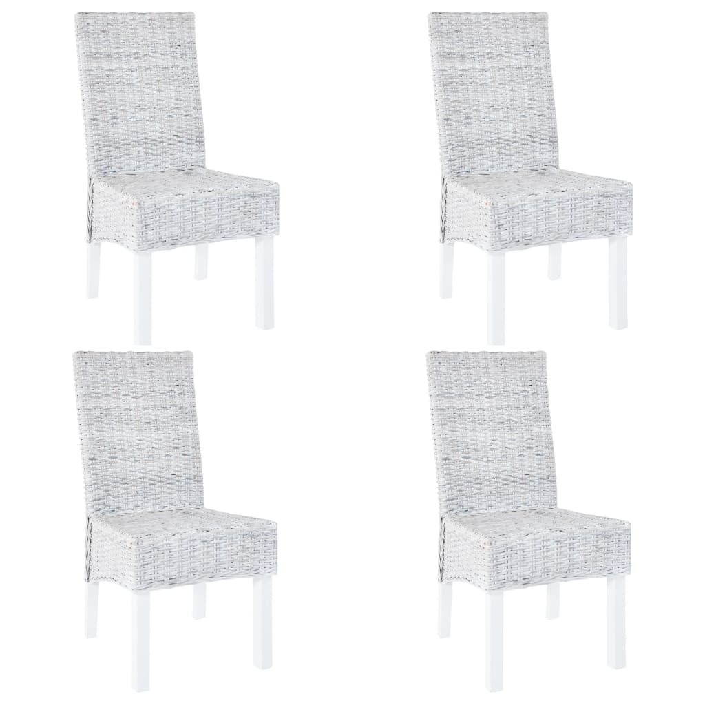 Dining Chairs 4 pcs Light Brown Kubu Rattan and Mango Wood - Merkel Designers