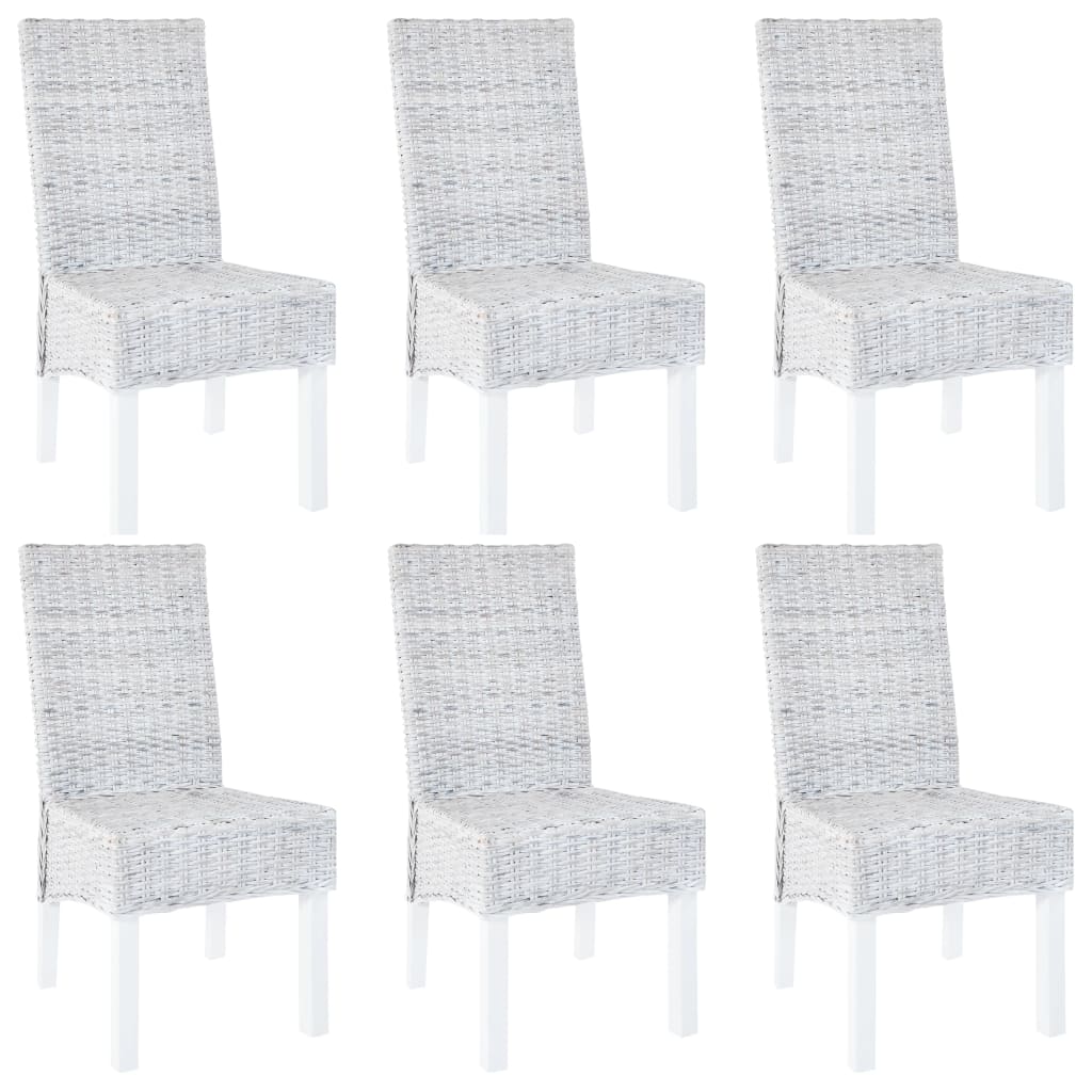 Dining Chairs 6 pcs Light Brown Kubu Rattan and Mango Wood - The Home Maker
