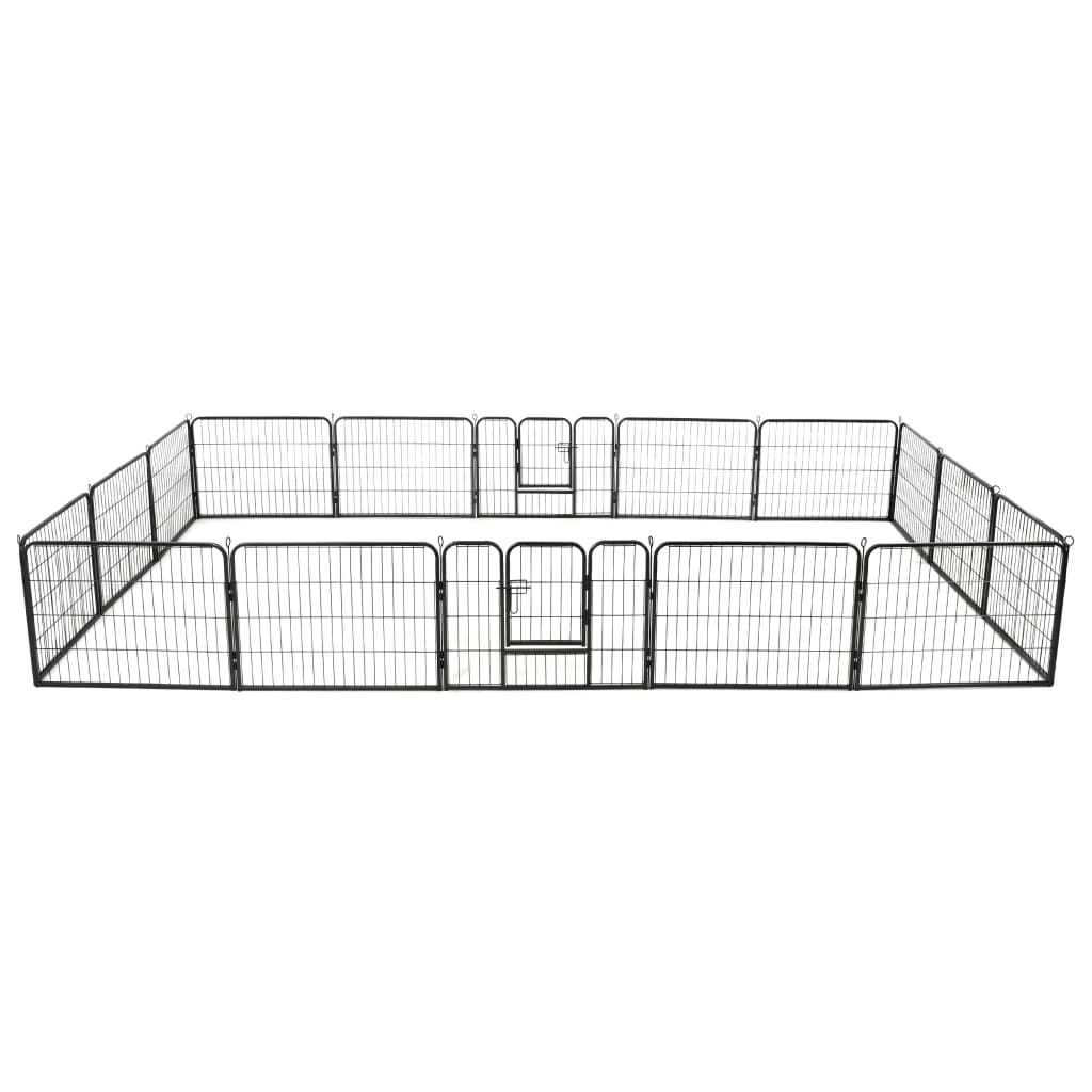 Dog Playpen 16 Panels Steel 60x80 cm Black - Merkel Designers