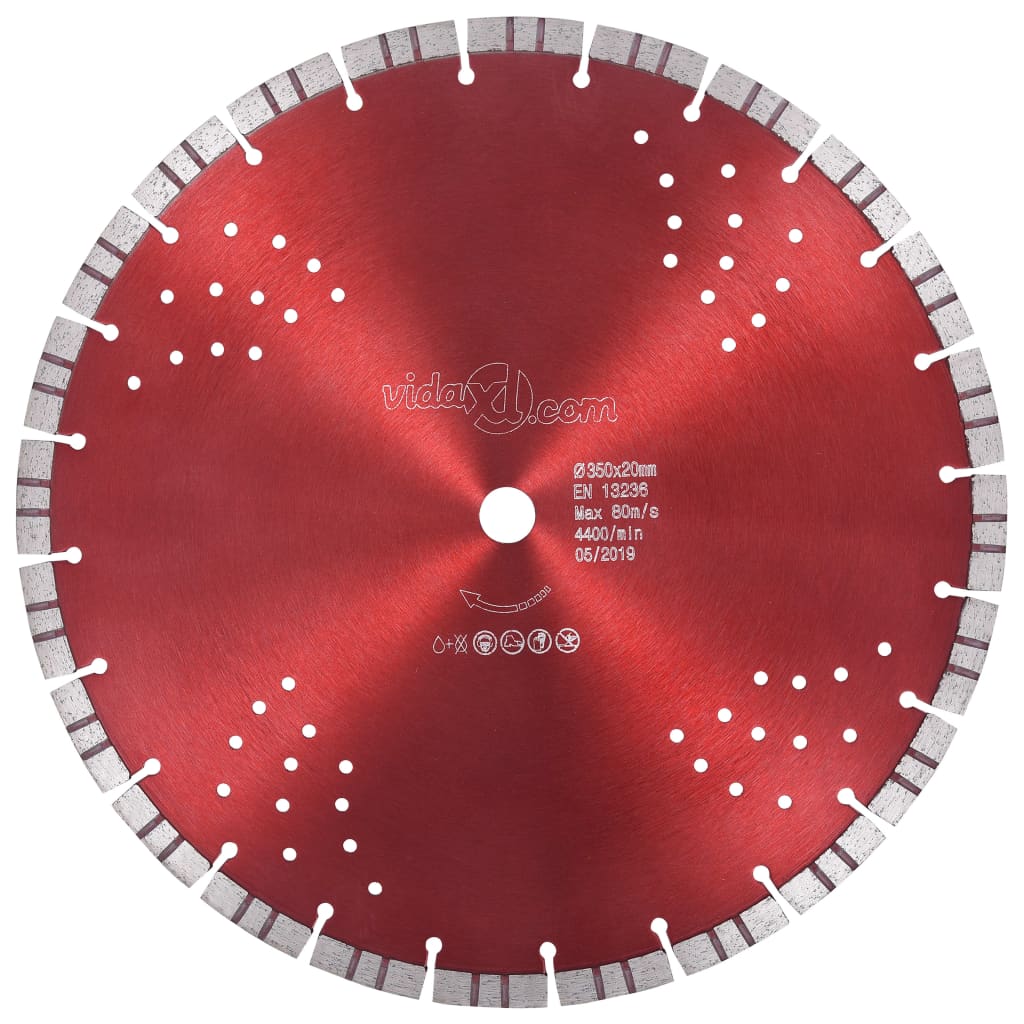 Diamond Cutting Disc with Turbo and Holes Steel 350 mm - Direct Imports