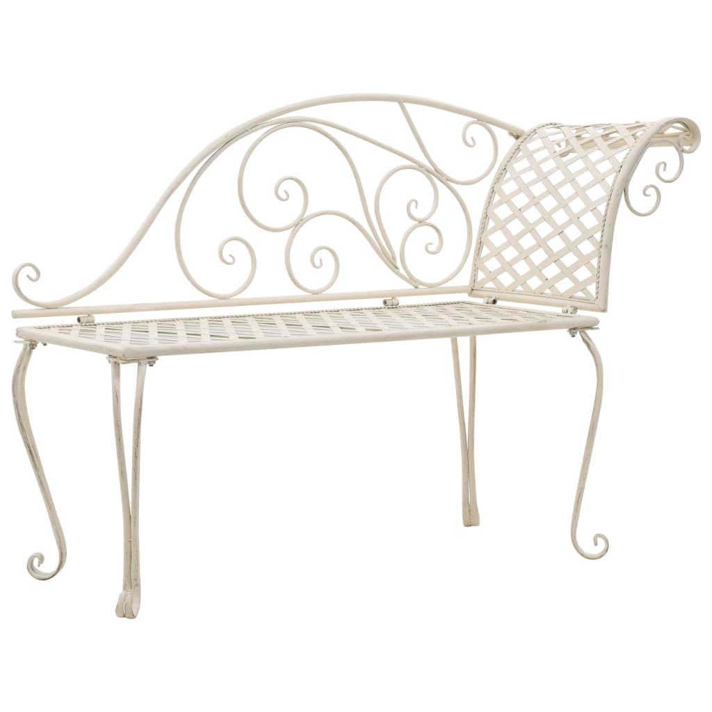Garden Chaise Lounge 128 cm Metal Antique White - Merkel Designers