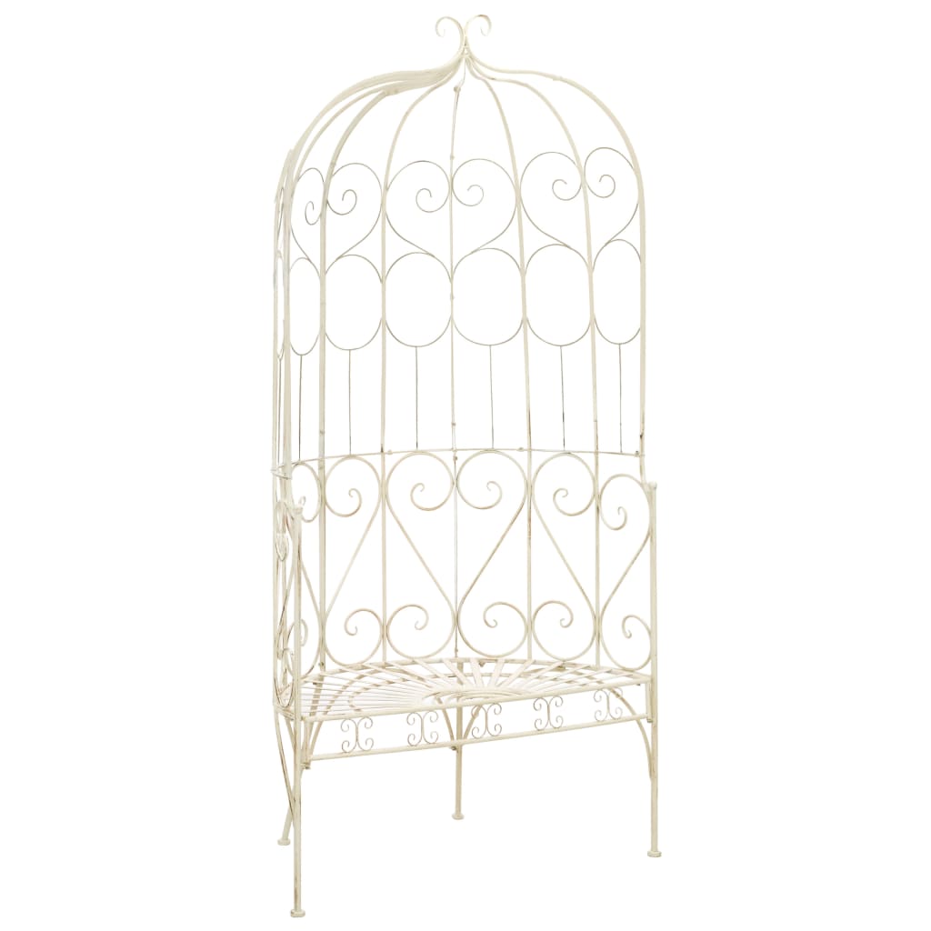 Garden Bench 95 cm Iron Antique White - The Home Maker