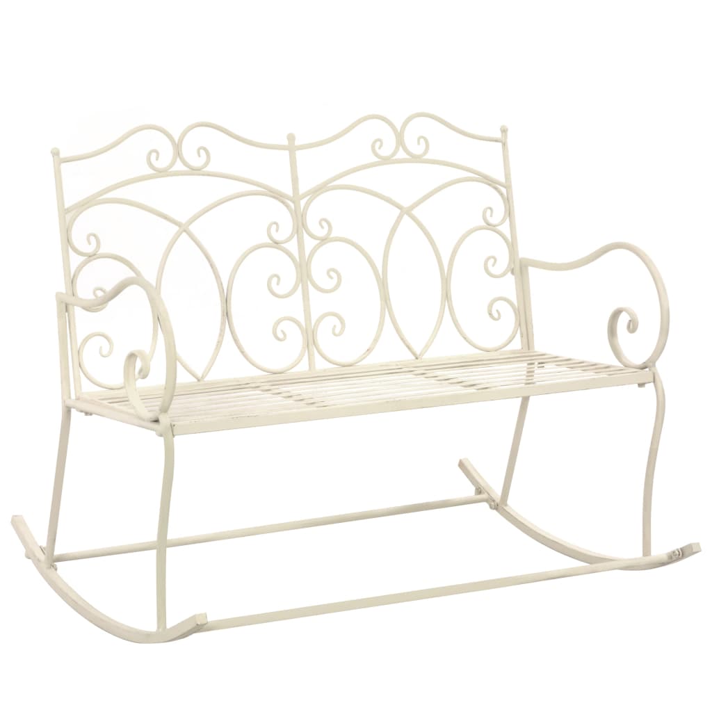 Garden Bench 104 cm Iron Antique White - All Things Good