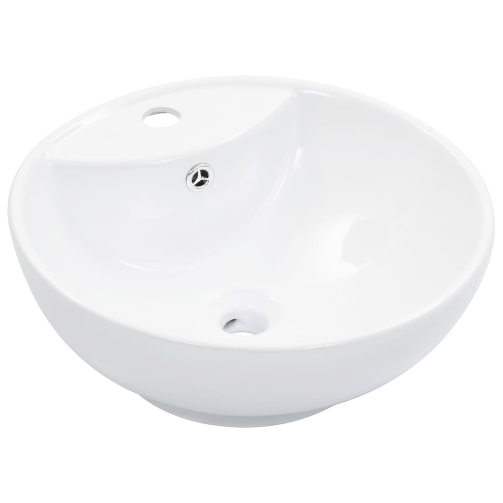 Wash Basin with Overflow 46.5x18 cm Ceramic White - Tyrell & Tyrell