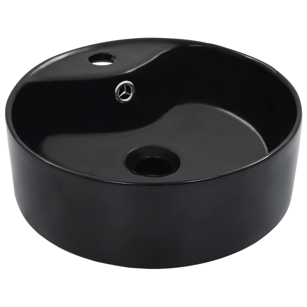 Wash Basin with Overflow 36x13 cm Ceramic Black - Design Hut