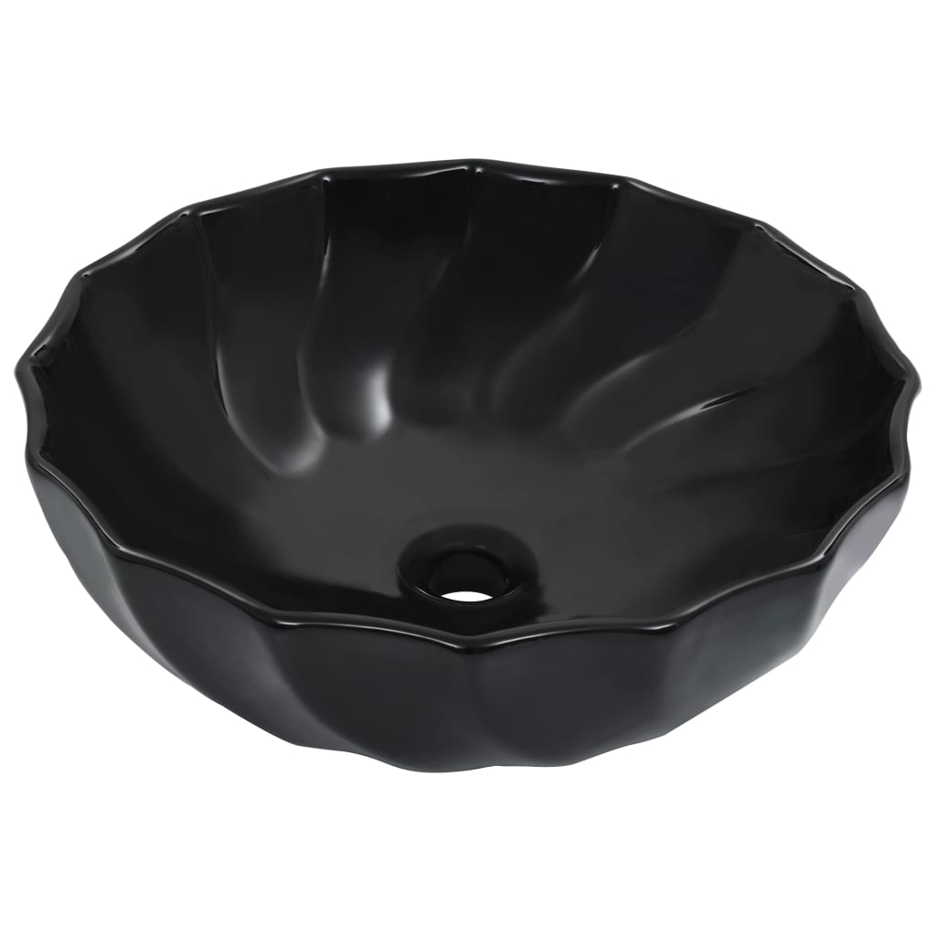 Wash Basin 46x17 cm Ceramic Black - Decor Base