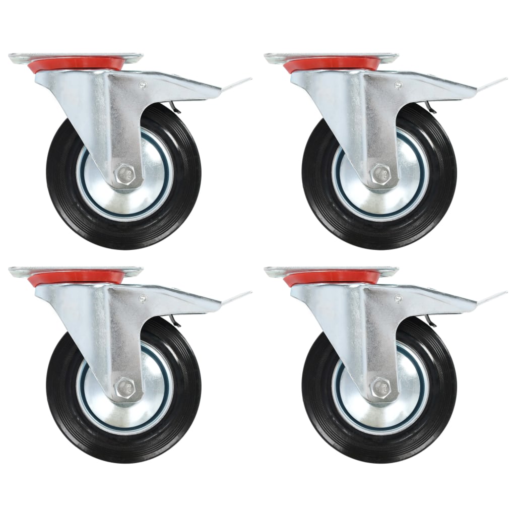 Swivel Casters with Double Brakes 4 Pcs 160mm - Tyrell & Tyrell