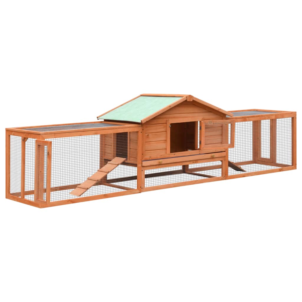 Rabbit Hutch Solid Pine & Fir Wood 310x70x87 cm - R and M Furniture