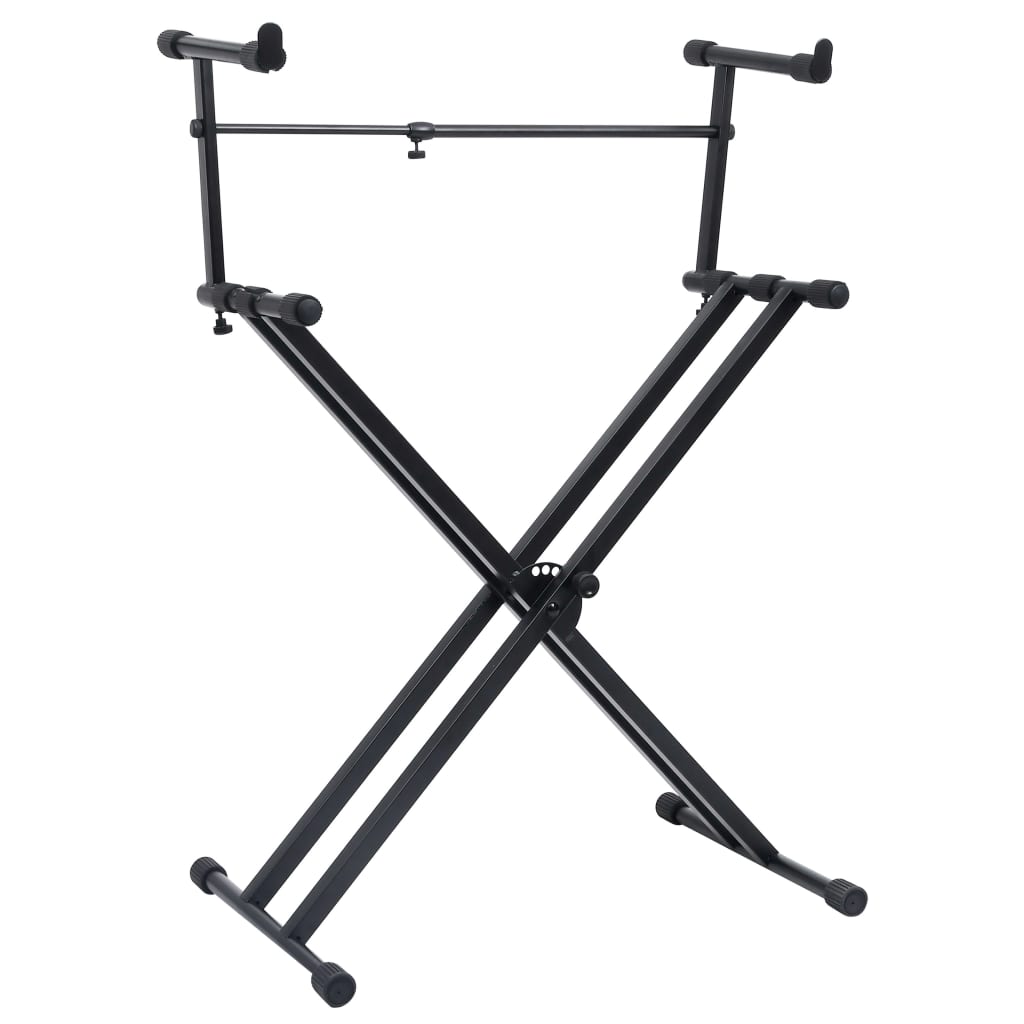 Double Braced Keyboard Stand X-Frame Black - R and M Furniture