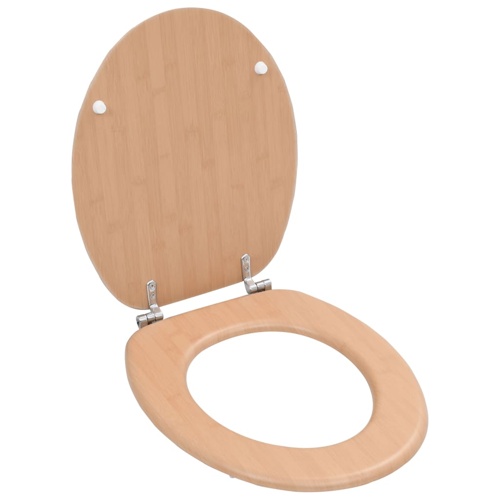 WC Toilet Seat with Lid MDF Bamboo Design - Design Hut
