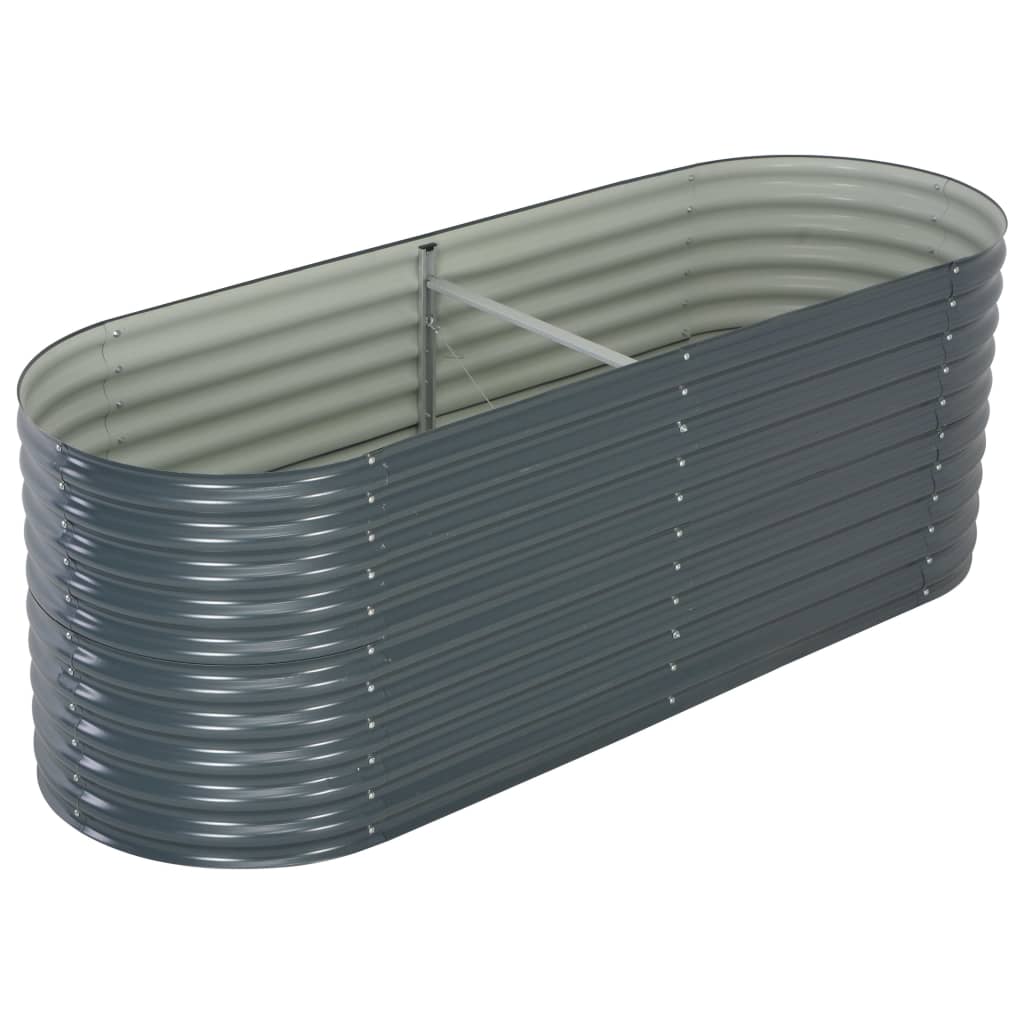 Garden Raised Bed 240x80x81 cm Galvanised Steel Grey - Tyrell & Tyrell