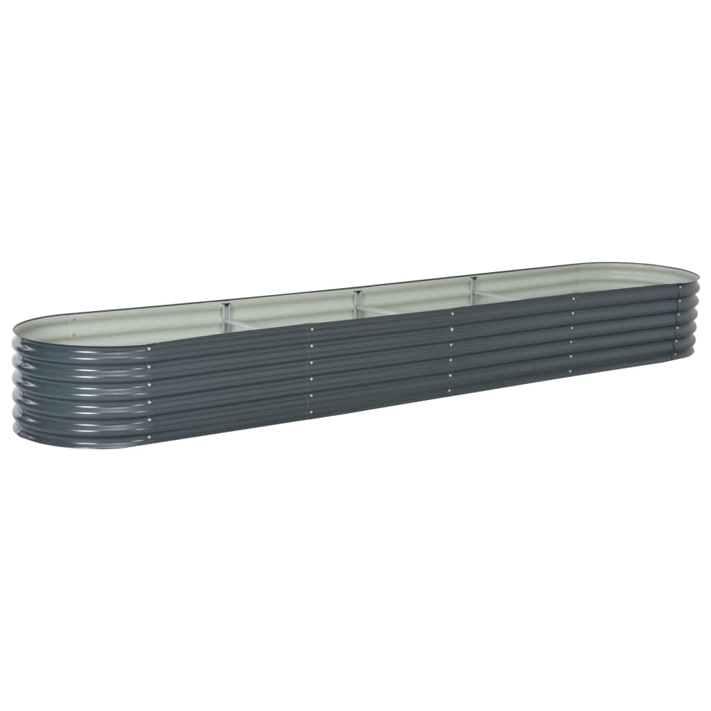 Garden Raised Bed 400x80x44 cm Galvanised Steel Grey - Style and Chic