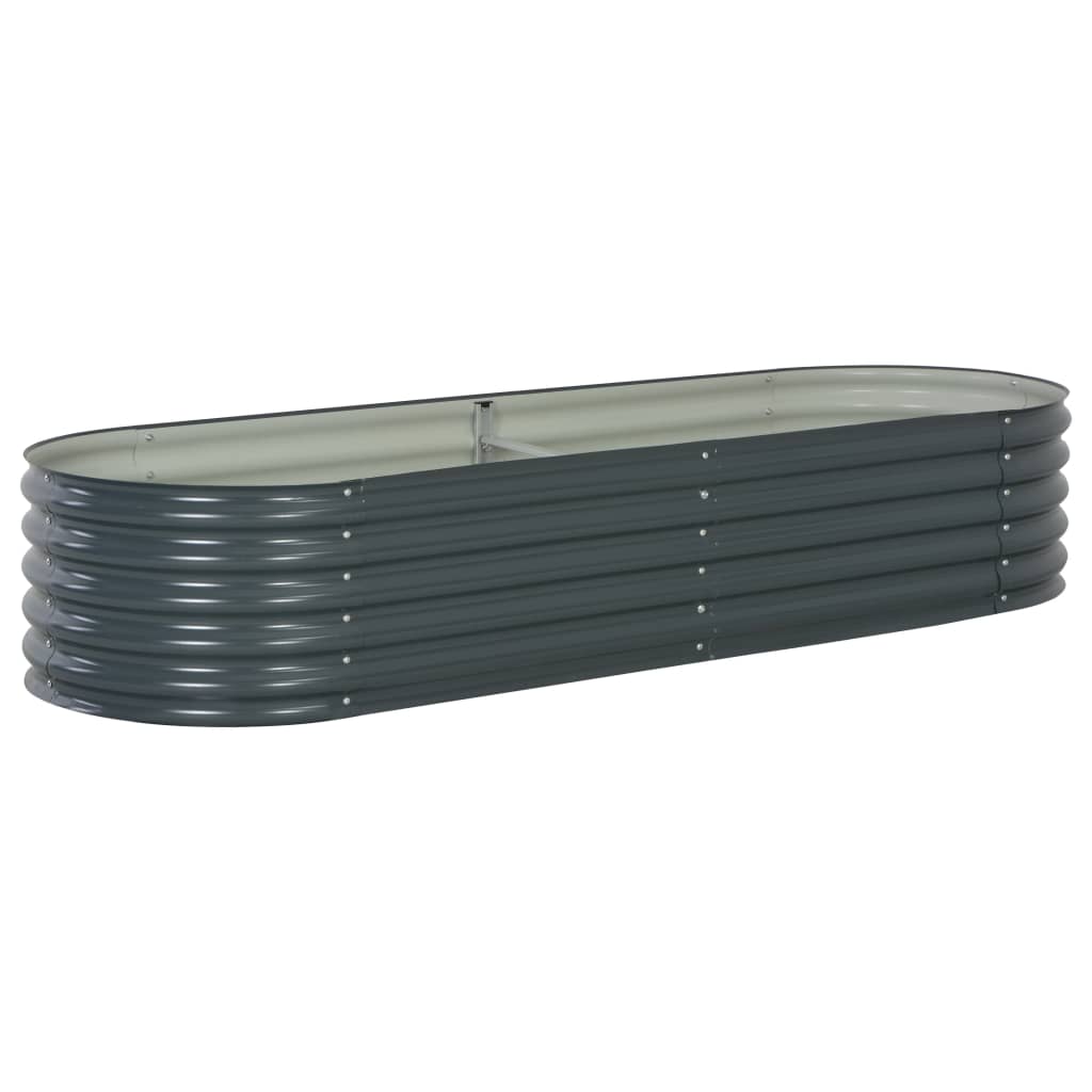 Garden Raised Bed 240x80x44 cm Galvanised Steel Grey - Brittle & Co