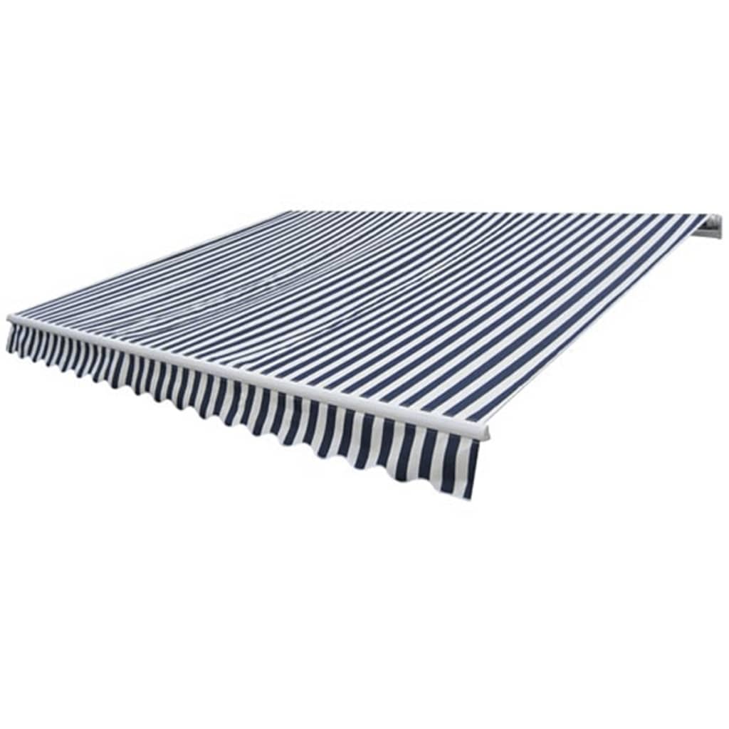 Folding Awning Manual Operated 300 cm Blue/White - R and M Furniture