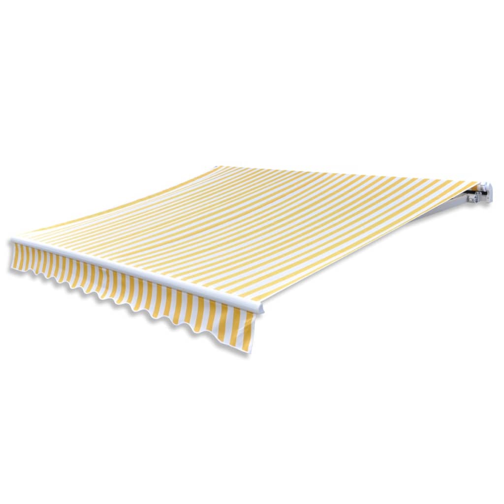 Folding Awning Manual Operated 300 cm Yellow/White - Design Hut