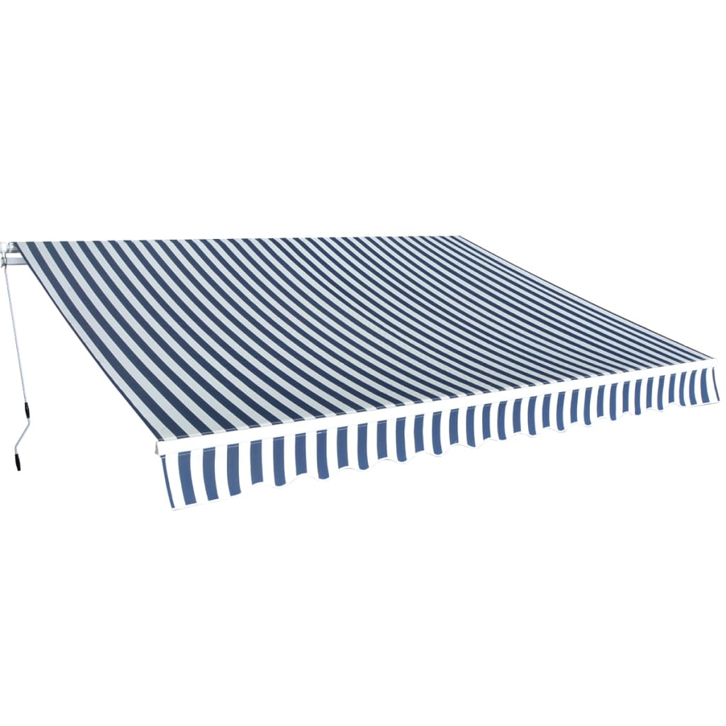 Folding Awning Manual Operated 350 cm Blue/White - Design Hut
