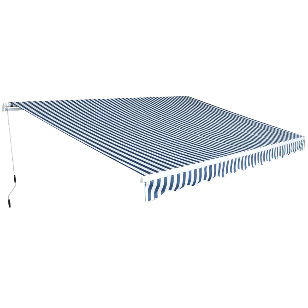 Folding Awning Manual Operated 450 cm Blue/White - All Things Good