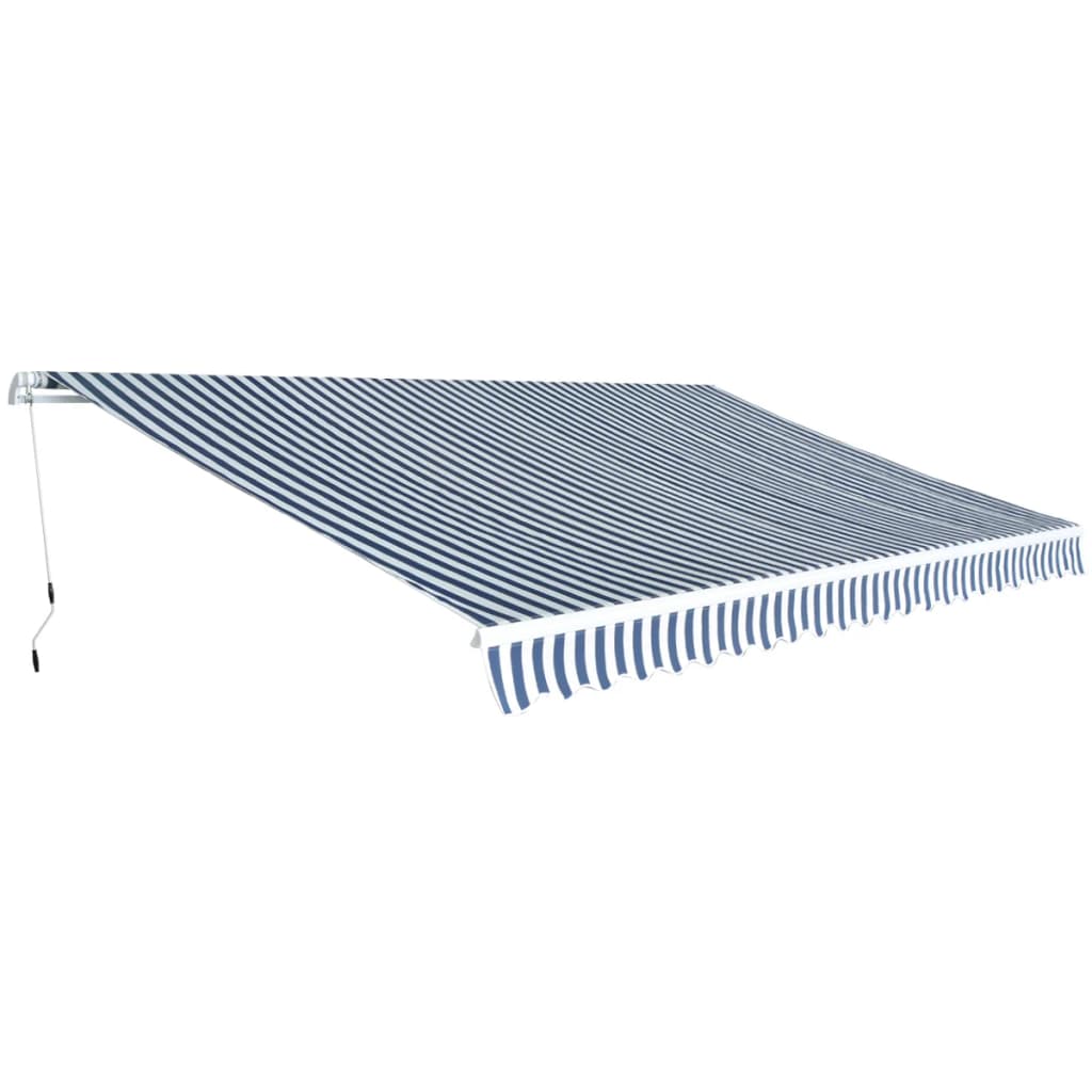 Folding Awning Manual Operated 500 cm Blue/White - Casper Homes