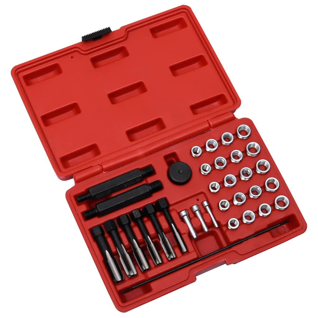 33 Piece Glow Plug Thread Repair Tool Set M8 M10 M12 - Direct Imports