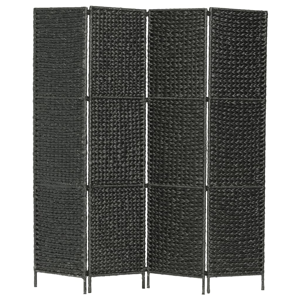 4-Panel Room Divider Black 154x160 cm Water Hyacinth - R and M Furniture