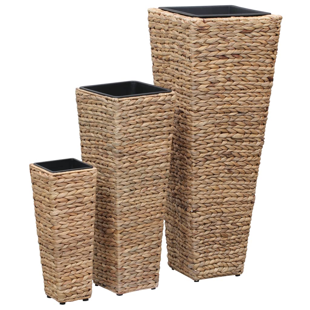 Garden Raised Beds 3 pcs Water Hyacinth Brown - Decor Base