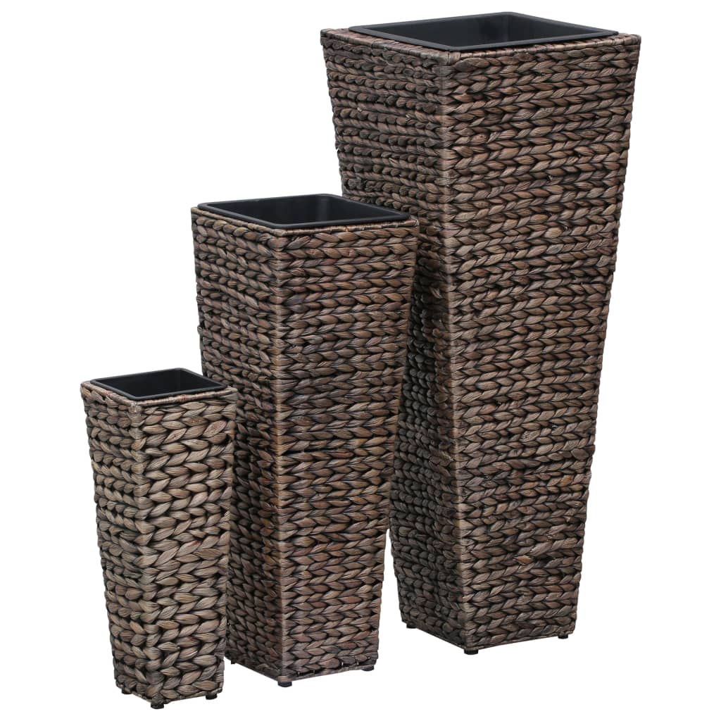 Garden Raised Beds 3 pcs Water Hyacinth Dark Brown - Sid & Sam