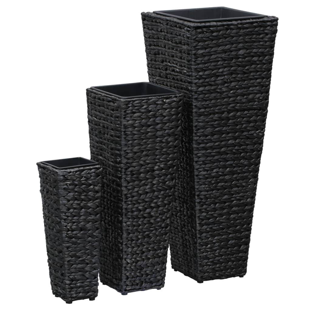 Garden Raised Beds 3 pcs Water Hyacinth Black - Discount Dealers