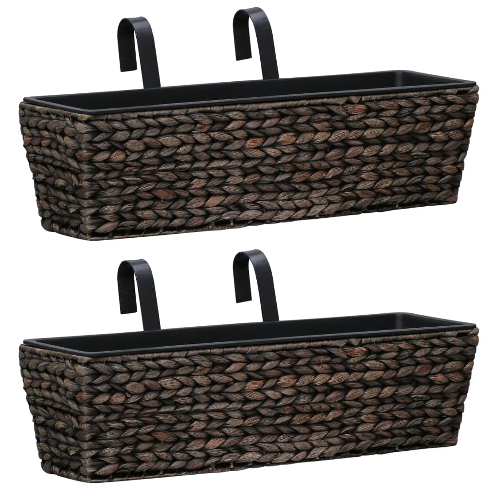 Garden Planters 2 pcs Water Hyacinth Brown - R and M Furniture