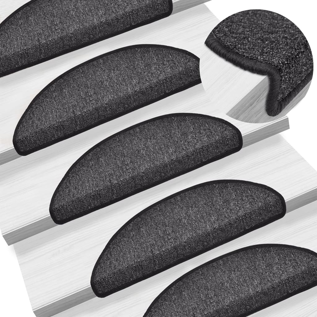 Carpet Stair Treads 15 Pcs Anthracite 56x17x3cm - Design Hut