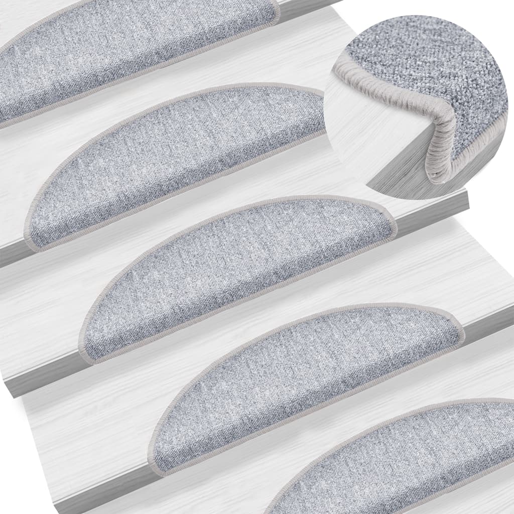 Carpet Stair Treads 15 pcs Light Grey 56x17x3 cm - Unbeatable Bargains