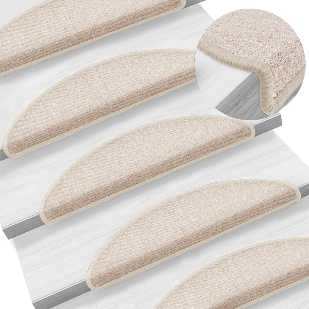 Carpet Stair Treads 15 pcs Taupe 56x17x3 cm - All Things Good