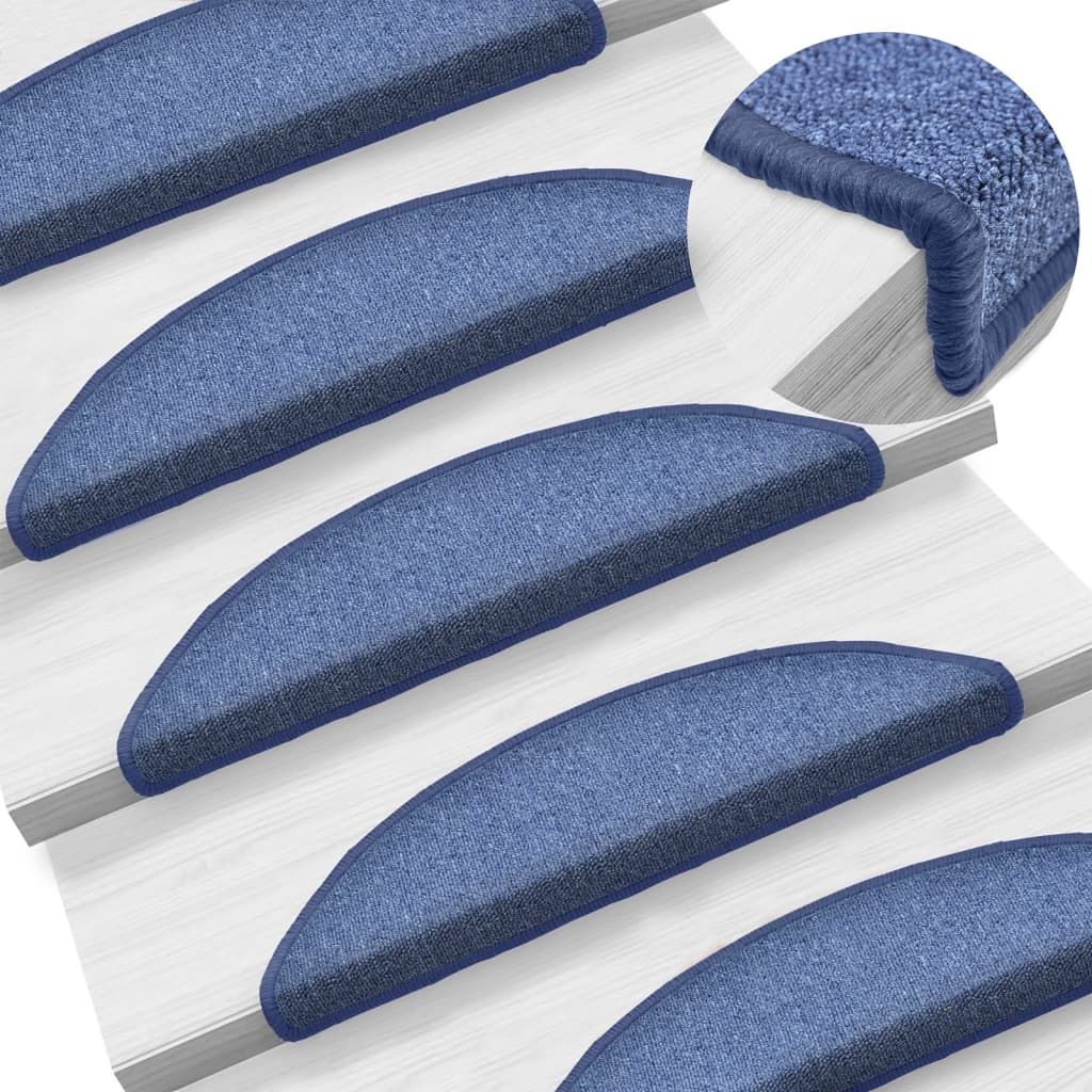 Carpet Stair Treads 15 pcs Blue 56x17x3 cm - Style and Chic