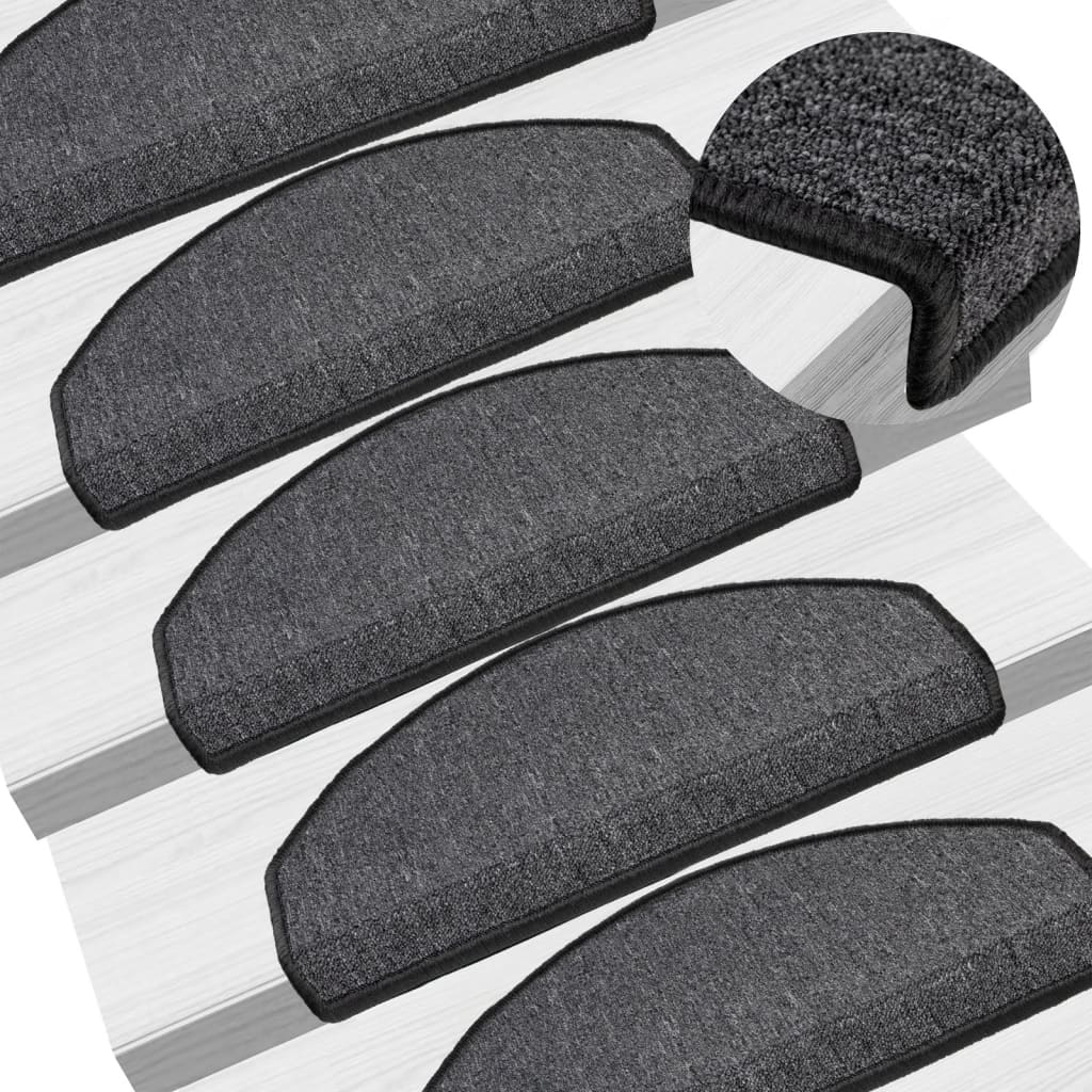 Carpet Stair Treads 15 pcs Anthracite 65x24x4 cm - Brittle & Co
