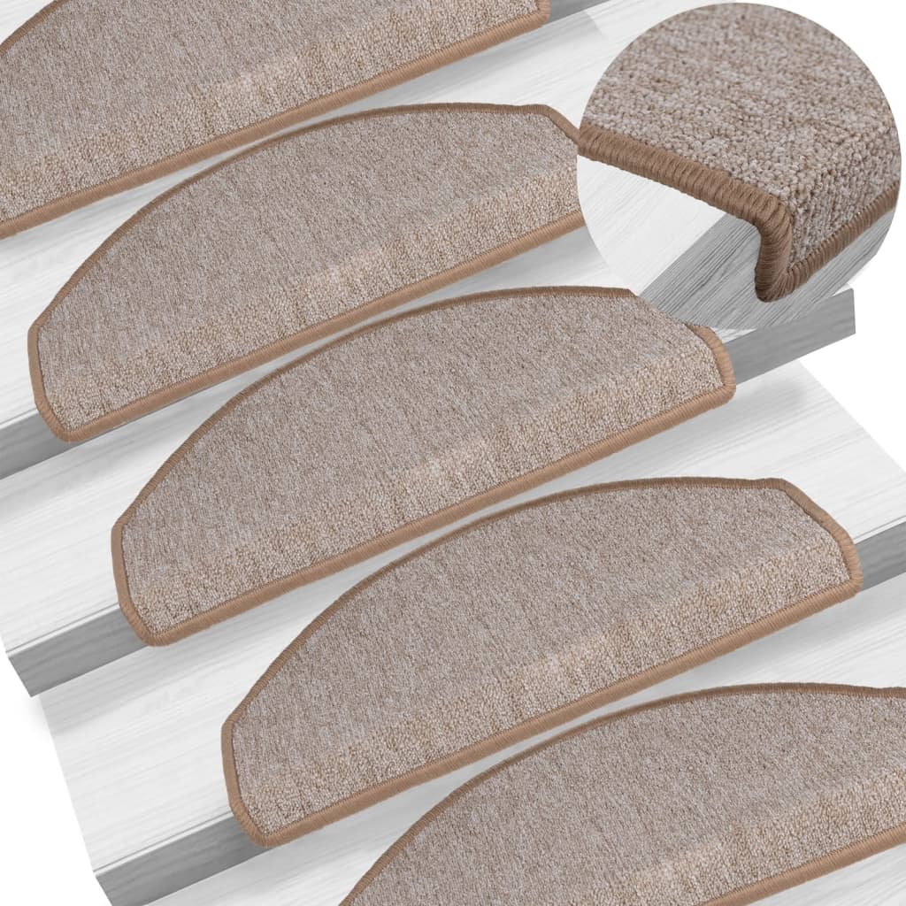 Carpet Stair Treads 15 pcs Light Brown 65x24x4 cm - The Home Maker