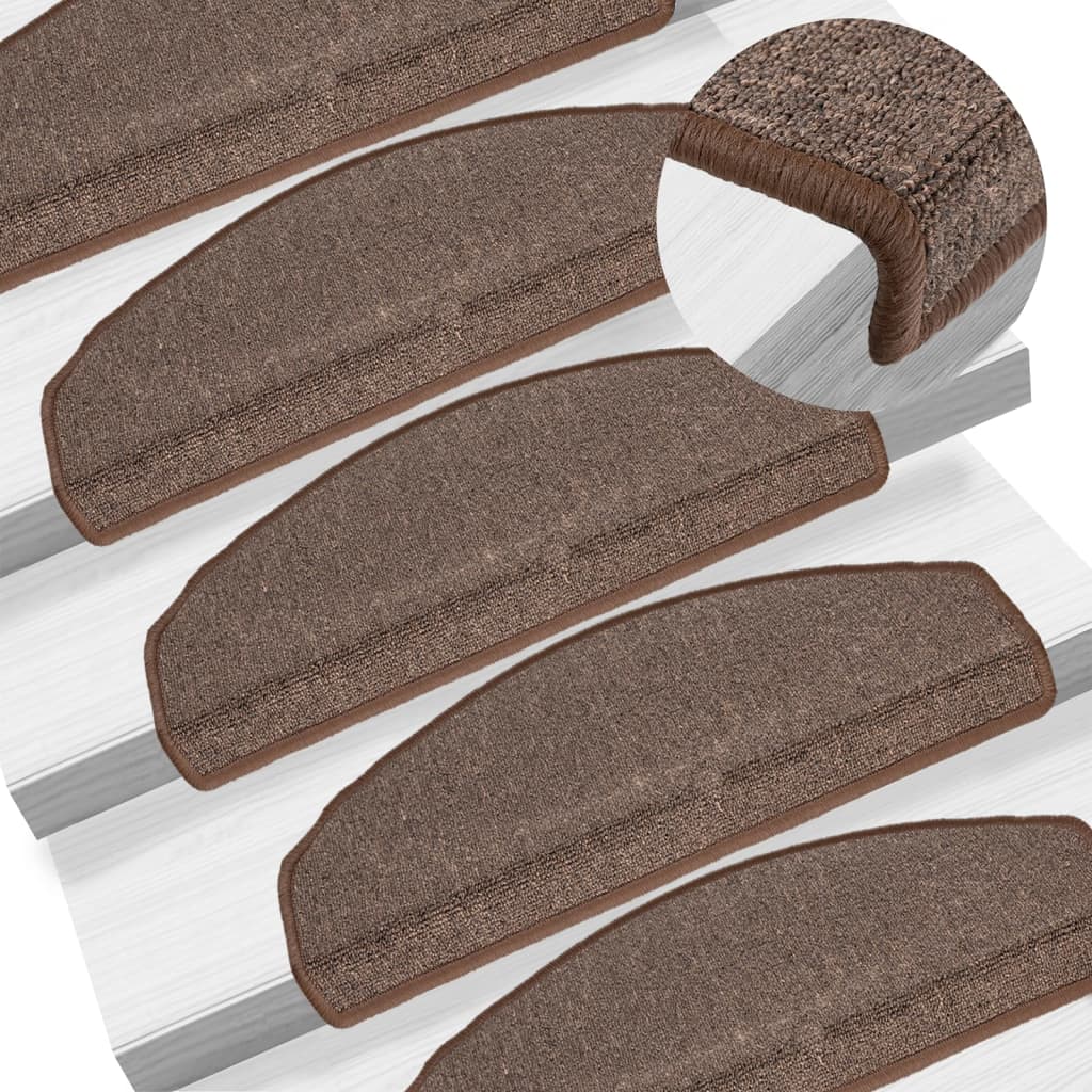 Carpet Stair Treads 15 pcs Coffee Brown 65x24x4 cm - Discount Dealers