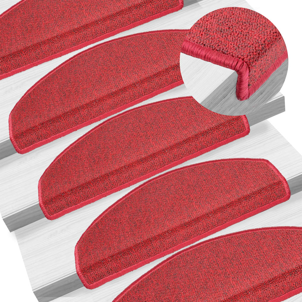 Carpet Stair Treads 15 pcs Bordeaux Red 65x24x4 cm - All Things Good