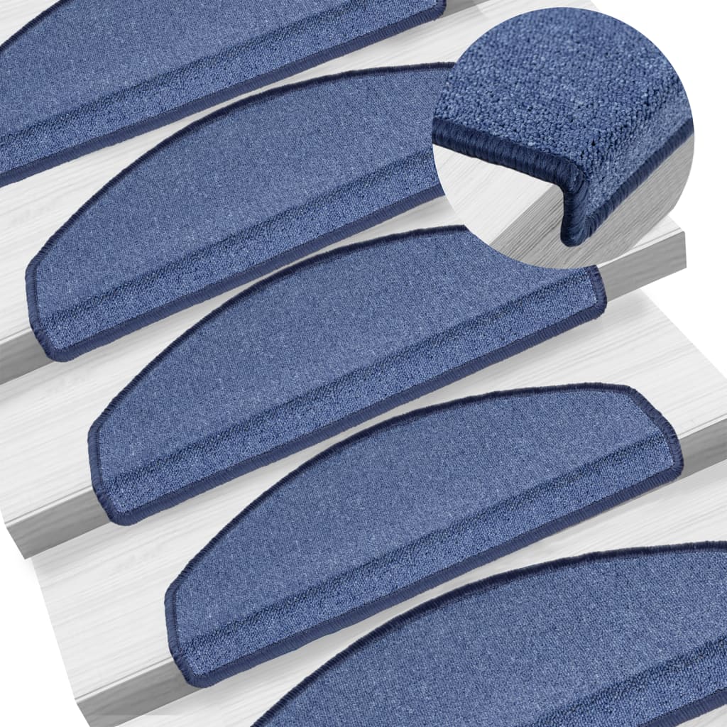 Carpet Stair Treads 15 pcs Blue 65x24x4 cm - Unbeatable Bargains