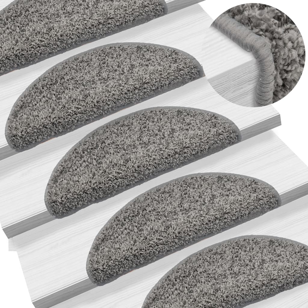 Carpet Stair Treads 15 pcs Grey 56x17x3 cm - Charlotte Dunes