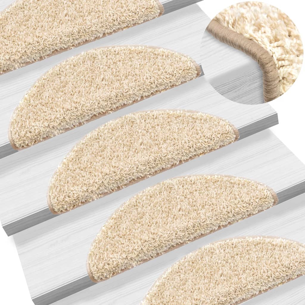 Carpet Stair Treads 15 pcs Cream 56x17x3 cm - Millennium Furniture