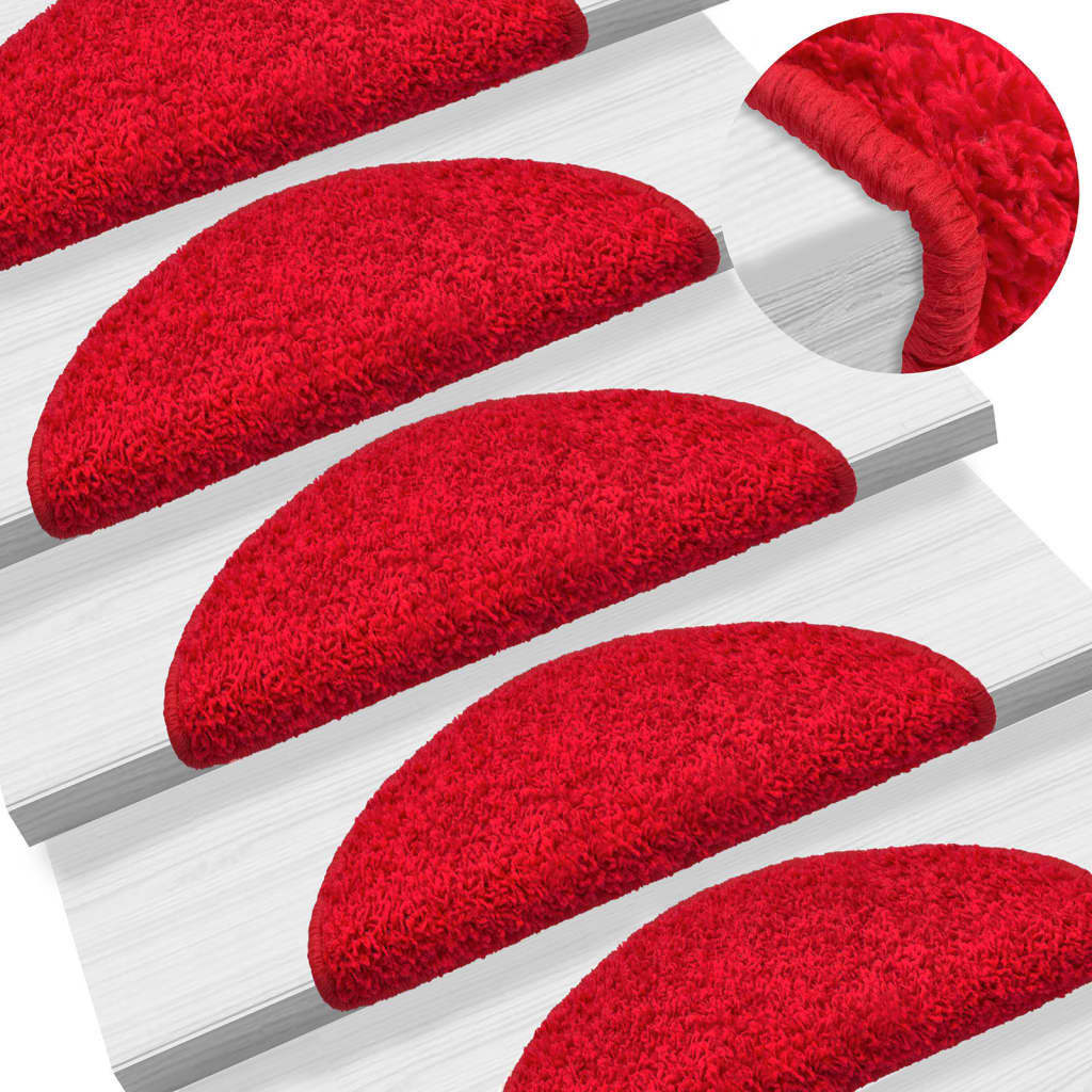 Carpet Stair Treads 15 pcs Red 56x17x3 cm - Decor Base