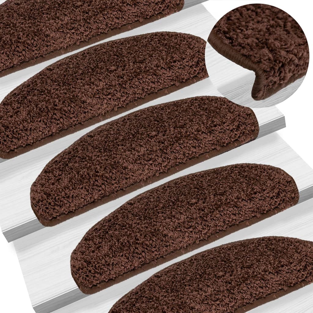 Carpet Stair Treads 15 pcs Brown 65x21x4 cm - Decor Base
