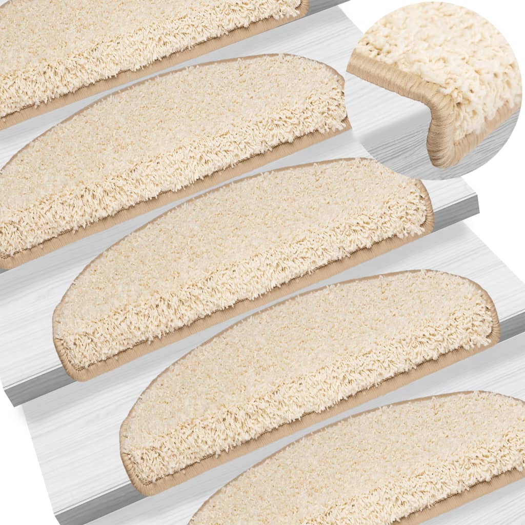 Carpet Stair Treads 15 Pcs Cream 65x21x4cm - Design Hut