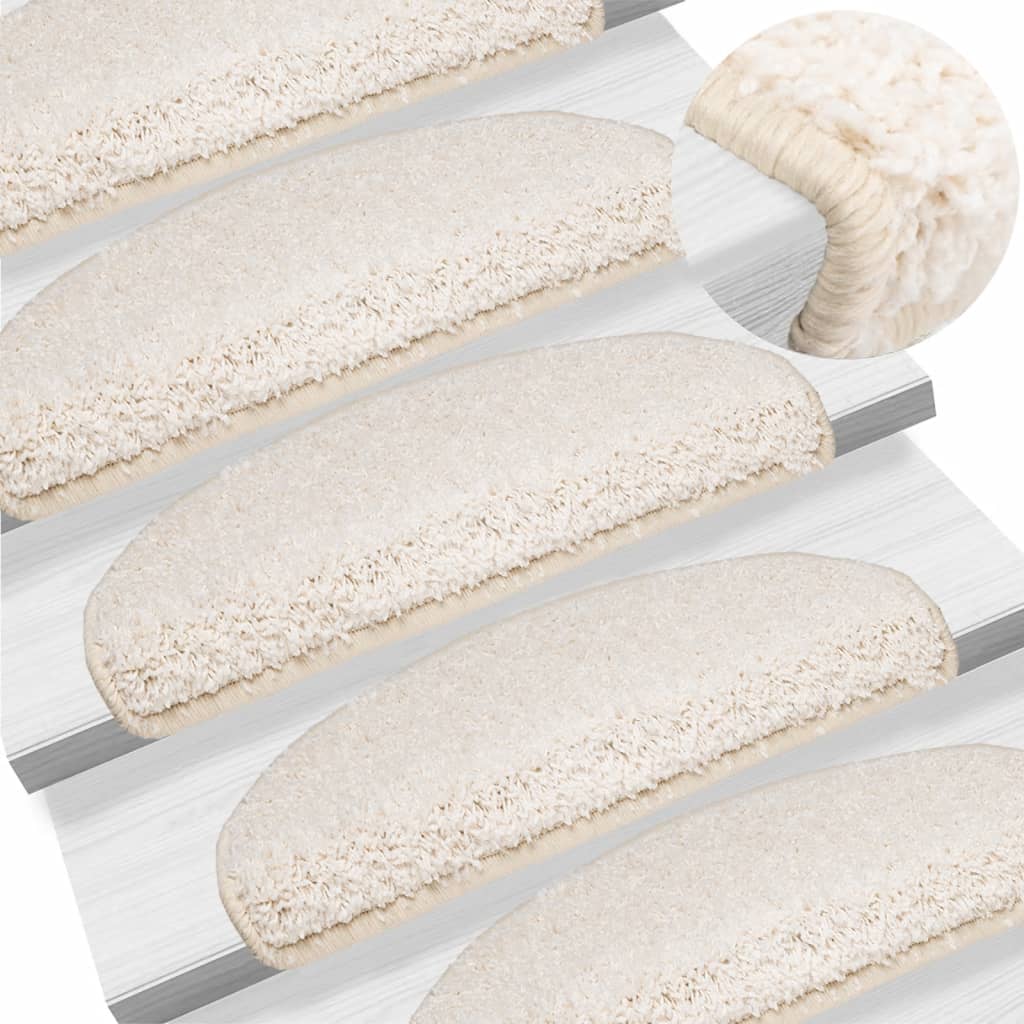 Stair Mats 15 Pieces 65x21x4 cm White Half Round Large - Design Hut