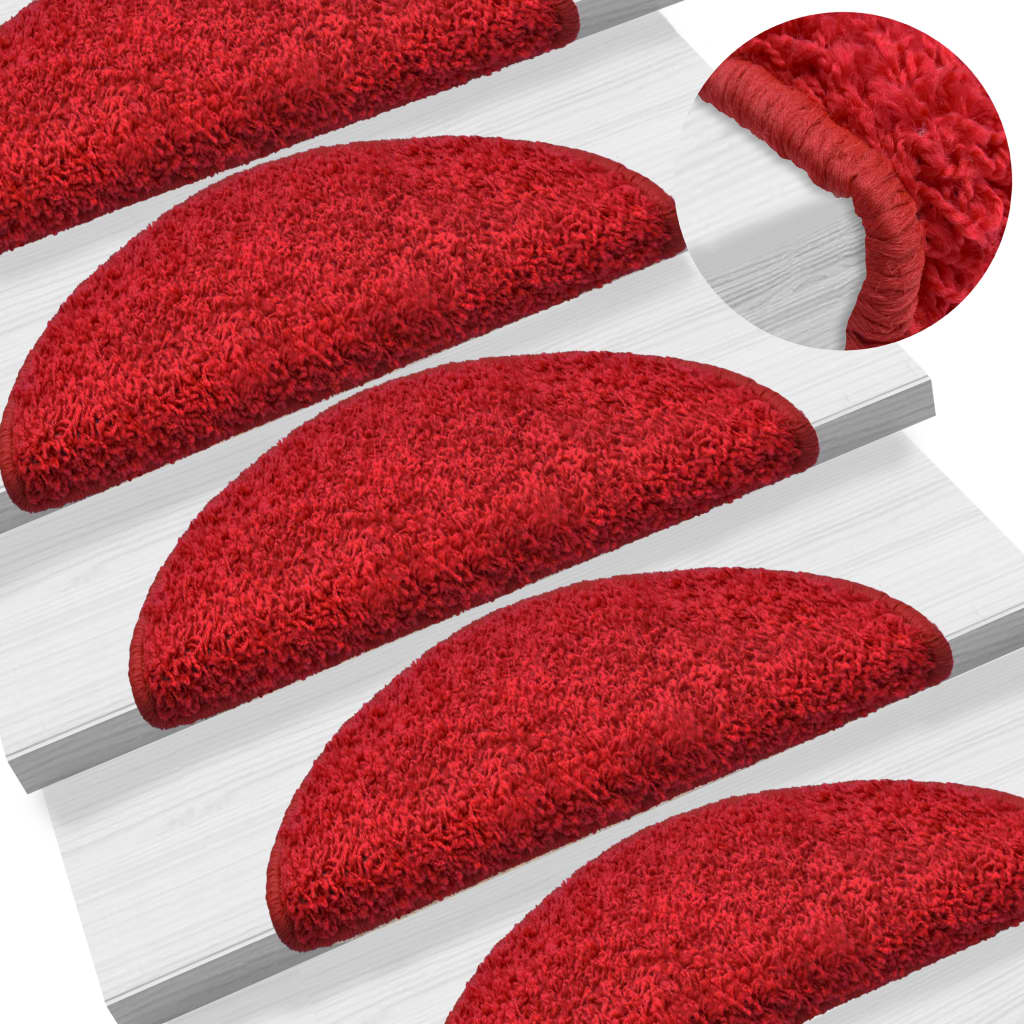 Carpet Stair Treads 15 pcs Red 65x21x4 cm - R and M Furniture