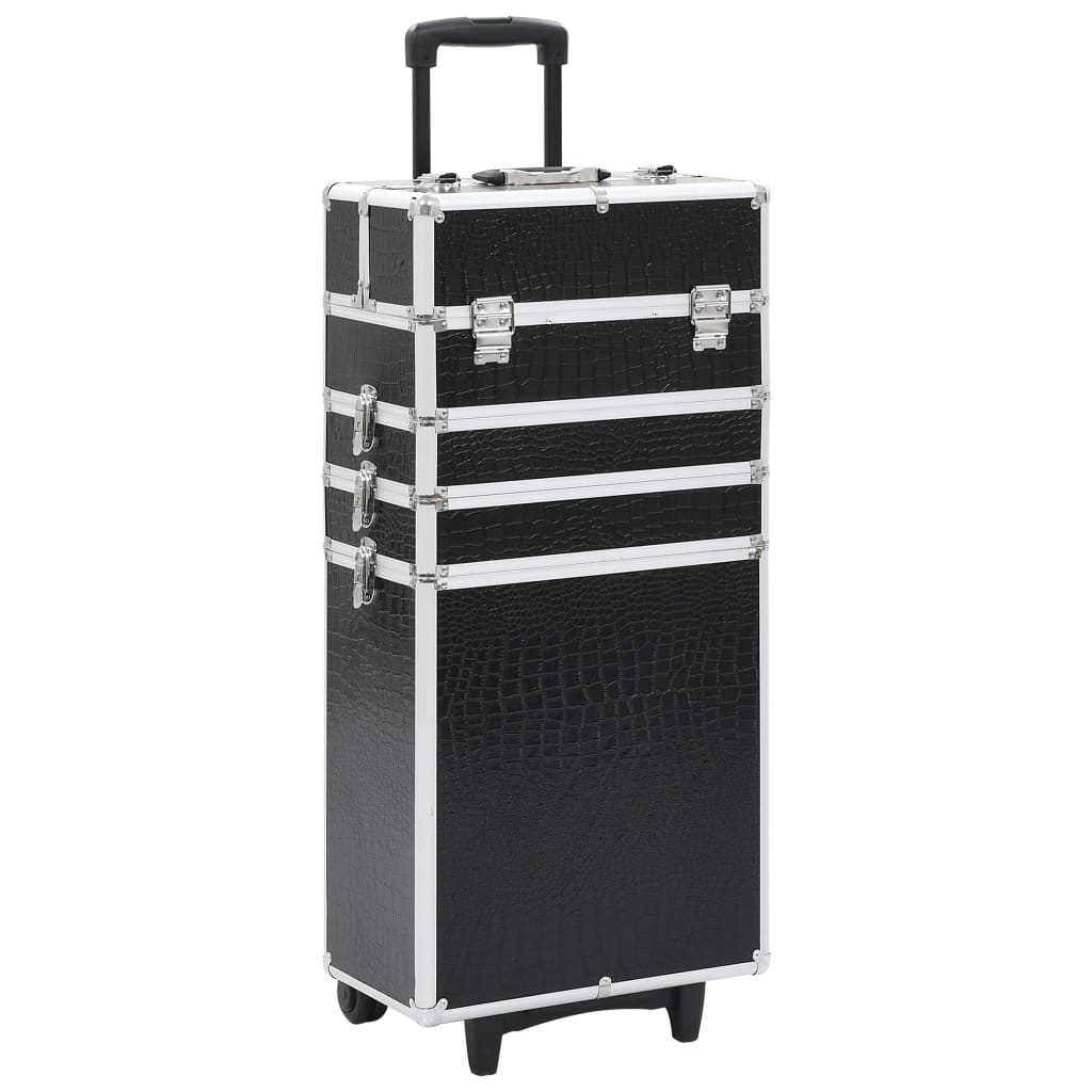 Make-up Trolley Aluminium Black with Crocodile Pattern - The Home Maker